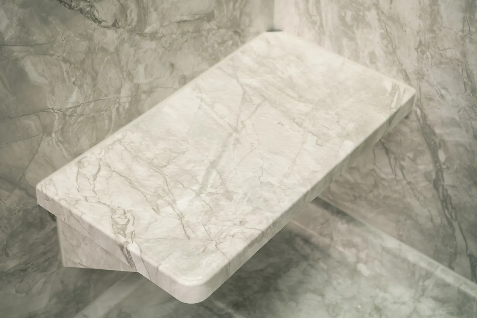 Marble look shower bench and seat