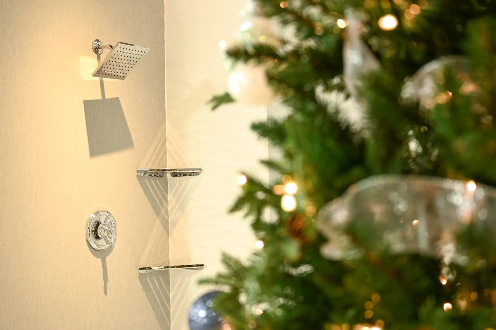 Shower fixtures with Christmas tree